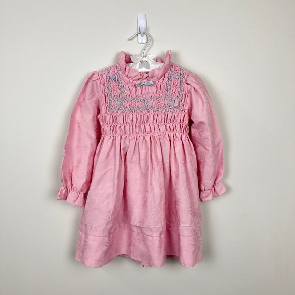 Vintage Other - Vintage Polly Flinders Smocked Pink Dress 4T